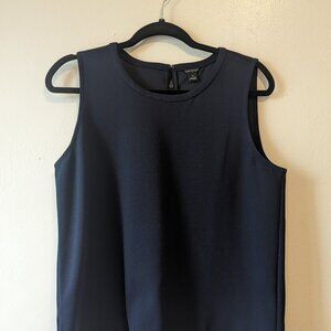 Navy Blue Sleeveless Top Ann Taylor Professional Shirt for Suit L M Size 8 10